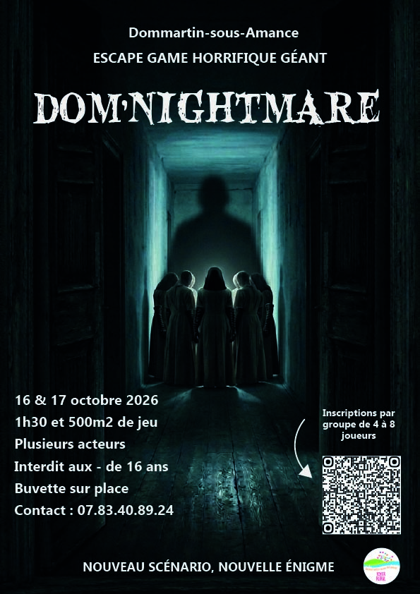« DOM&rsquo;NIGHTMARE 2026 » – ESCAPE GAME GÉANT HORRIFIQUE à DOMARTIN-SOUS-AMANCE
